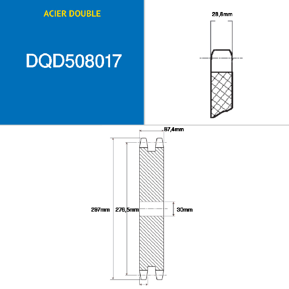 CMW - Vorgebohrte Scheibe - Stahl - Doppelzahn - 32B2 - 17 Zähne - Teilung 50,8 mm mit 30 mm Bohrung.-Beschreibung lesen