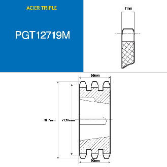CMW - Rueda dentada con cubo desmontable 1210 - Dentado triple - 08B3 - 19 dientes - Paso 12,7 mm-Leer más