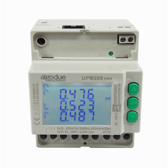 Analizzatore di rete trifase multifunzione DIN, connessione diretta 80A, RS485/MODBUS RTU, Enhanced-Leggi tutto