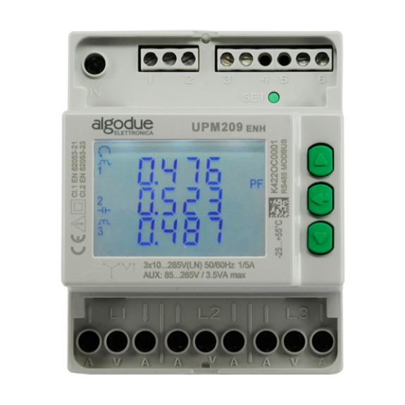 Analizzatore di rete trifase multifunzione DIN, connessione diretta 80A, RS485/MODBUS RTU, Enhanced-Leggi tutto