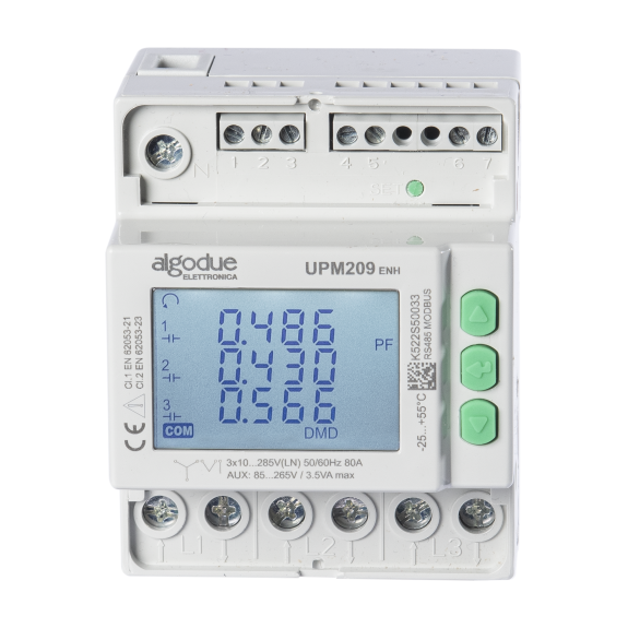 Analizzatore di rete trifase multifunzione DIN, connessione diretta 80A, RS485/MODBUS RTU, Enhanced-Leggi tutto