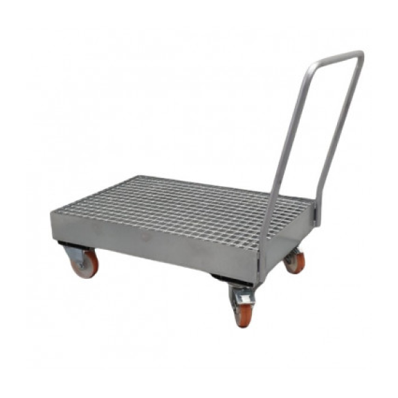 Carro de acero galvanizado con rejilla de retención Carro de acero galvanizado con rejilla de retención-Leer más