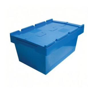 Caja de plástico apilable y encajable Norma Europa con tapa integrada 600x400x240h-Leer más