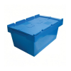 Caja de plástico apilable y encajable Norma Europa con tapa integrada 600x400x240h Caja de plástico apilable y encajable Norma Europa con tapa integrada 600x400x240h