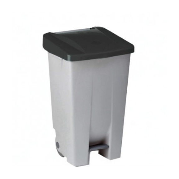 Cubo de basura con tapa negra de 60 litros-Leer más