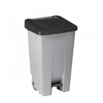 Cubo de basura con tapa negra de 60 litros-Leer más