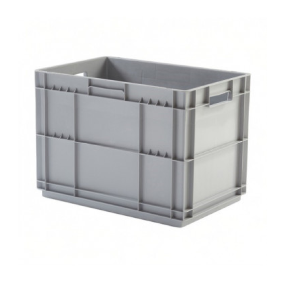 Caja de plástico apilable y encajable Norma Europa con tapa integrada 600x400x427h-Leer más