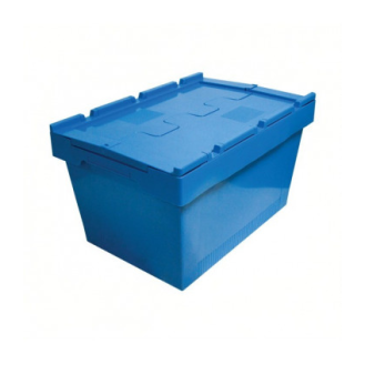 Caja de plástico apilable y encajable Norma Europa con tapa integrada 400x600x343h-Leer más