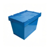 Caja de plástico apilable y encajable Norma Europa con tapa integrada 400x600x442h Caja de plástico apilable y encajable Norma Europa con tapa integrada 400x600x442h