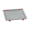 Tapa de plástico con 2 clips de cierre y 2 bisagras para cajas 400x300 Tapa de plástico con 2 clips de cierre y 2 bisagras para cajas 400x300