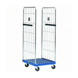 Contenedor rodante con base de plástico, color azul, capacidad de carga de 400 kg-Leer más
