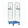Contenedor rodante con base de plástico, color azul, capacidad de carga de 400 kg