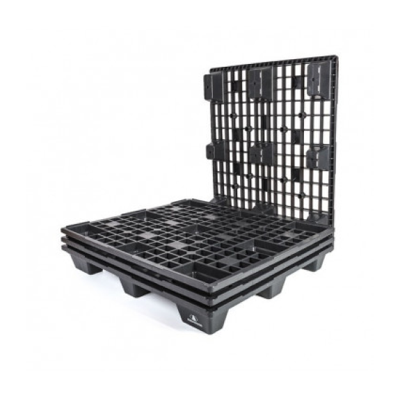 Palette en plastique léger 1200 x 1000 mm percée avec périmètre (x 10)-Leggi tutto