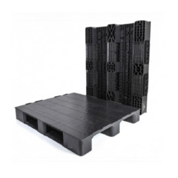 Palet en plastique 1200 x 1000 lisse 3 patins-Lire la description