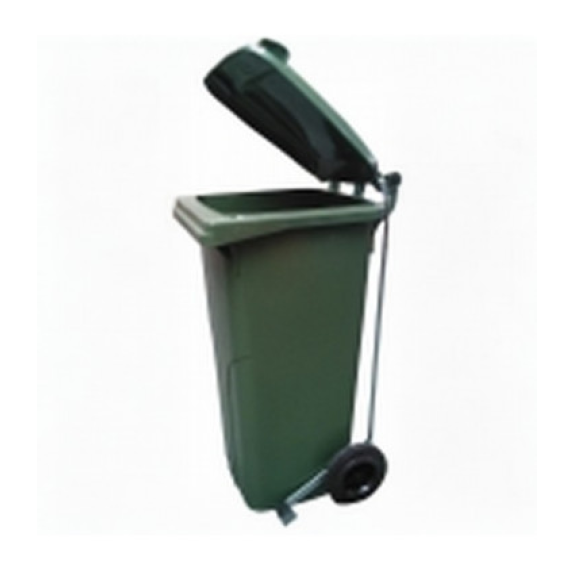 Cubo de basura verde de 120 litros con pedal-Leer más