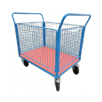 Carro/plataforma para transporte y almacenaje con laterales desmontables de malla 50x50-Leer más