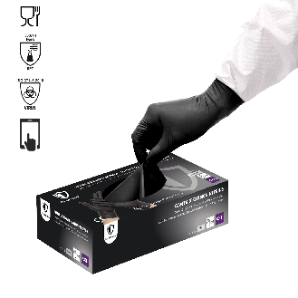 Gants nitrile jetables Noir- Boîte de 100 gants - Sans latex - Non poudrés - Résistants et Multi-usages-Lire la description