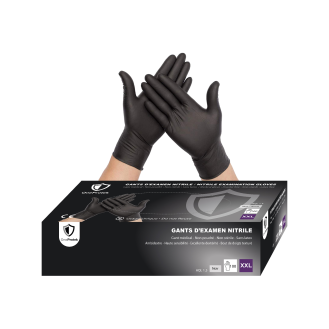Gants nitrile jetables Noir- Boîte de 100 gants - Sans latex - Non poudrés - Résistants et Multi-usages-Lire la description