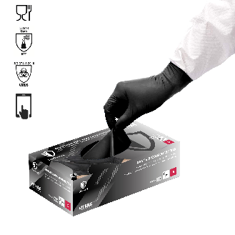 Gants vitrile jetables (nitrile-vinyle mix) Noir - Boîte de 100 gants - Sans latex - Non poudrés - Résistants et Multi-usages-Lire la description