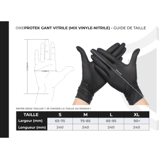 Gants vitrile jetables (nitrile-vinyle mix) Noir - Boîte de 100 gants - Sans latex - Non poudrés - Résistants et Multi-usages-Lire la description