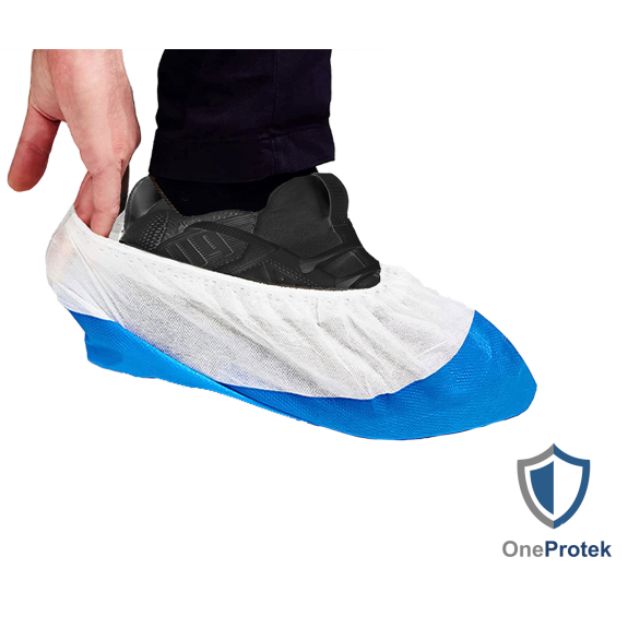 Surchaussures Jetables Imperméables Bi-matière (PP et CPE) - Sachet de 50 pièces - Taille Unique  Bleu-Lire la description