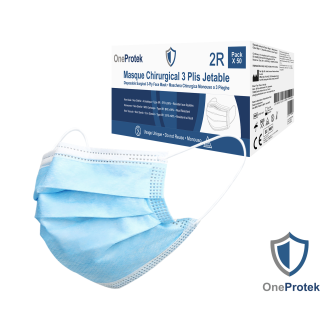 Masques Médicaux 3 Plis EN14683 Type IIR Bleu - Boîte de 50 pièces - Conditionnés en 5 Sachets de 10 Masques - Confortables et élastiques résistants-Lire la description