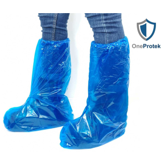 OneProtek - Sachet de 50 Surbottes Jetables en Polyéthylène Imperméables - Taille Unique  Bleu-Lire la description