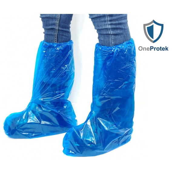 OneProtek - Sachet de 50 Surbottes Jetables en Polyéthylène Imperméables - Taille Unique  Bleu-Beschreibung lesen