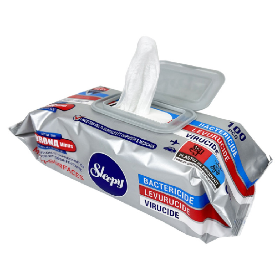 Sleepy - Lot de 12 paquets de Lingettes Desinfectantes Antibacteriennes - Mains & Surfaces - Travel Pack 100 lingettes-Lire la description