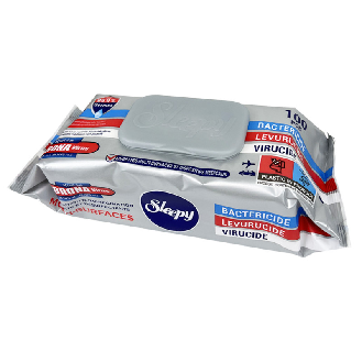Sleepy - Lot de 12 paquets de Lingettes Desinfectantes Antibacteriennes - Mains & Surfaces - Travel Pack 100 lingettes-Lire la description
