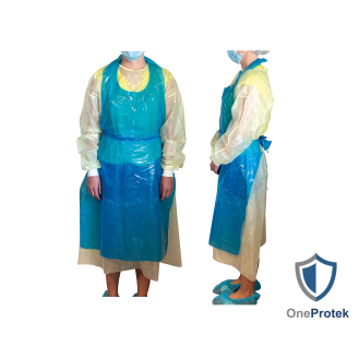 Tabliers jetables Bleu en Polyéthylène (PE) - Sachet de 100 pièces - Épaisseur de 25 microns - Haute qualité, polyvalent - Taille unique (119 cm)-Lire la description