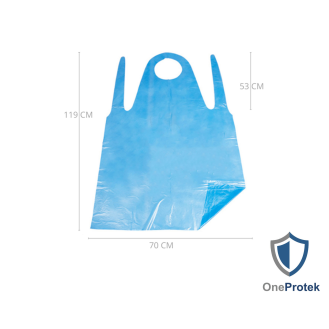 Tabliers jetables Bleu en Polyéthylène (PE) - Sachet de 100 pièces - Épaisseur de 25 microns - Haute qualité, polyvalent - Taille unique (119 cm)-Lire la description