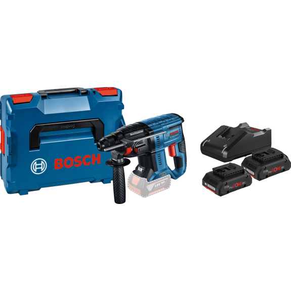 Perforateur 18V GBH 18V-21 Professional + 2 batteries Procore 4Ah + chargeur en coffret L-BOXX 136 - BOSCH - 061191110-Lire la description