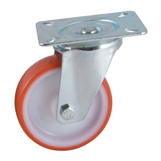 Roulette D160mm polyuréthane rouge platine pivotante - AVL - 504835O-Lire la description