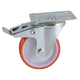 Roulette D160mm polyuréthane rouge platine pivotante - AVL - 504835O-Lire la description