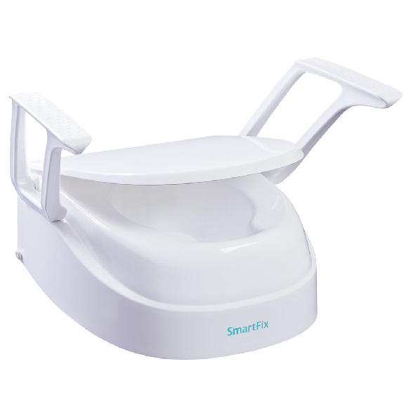 Réhausseur de toilettes avec accoudoirs SmartFix compatible avec la plupart des toilettes-Beschreibung lesen