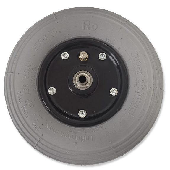 Rueda Neumática completa de 200x50 mm. (8x2") HINCHABLE LLANTA NEGRA-Leer más