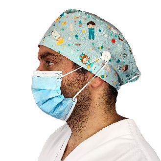 Gorro casquete con botones - Sanitarios aguamarina-Leer más