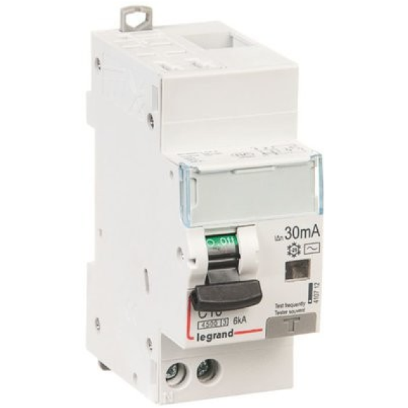 Disjoncteur érentiel DX³ 4500 - 6 kA courbe C, protection des départs - Connexion: Vis/vis | In (A): 10 | Type: AC Disjoncteur érentiel DX³ 4500 - 6 kA courbe C, protection des départs - Connexion: Vis/vis | In (A): 10 | Type: AC-Lire la description