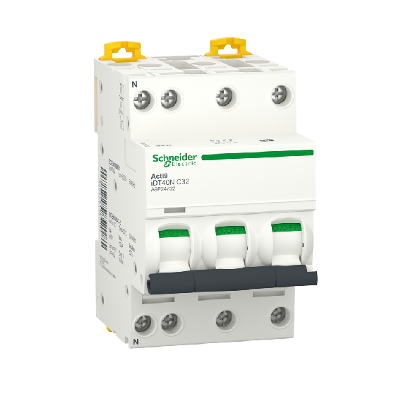Disjoncteur modulaire ACTI9 IDT40N 3P+N courbe C 6000A / 10kA 32A - SCHNEIDER ELECTRIC - A9P24732-Lire la description