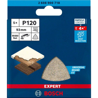 Bosch EXPERT M480 Schleifnetz fr Deltaschleifer, 93 mm, K 120, 5-tlg.-Beschreibung lesen