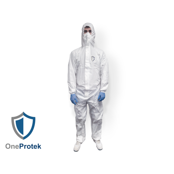 OneProtek - Combinaison de protection jetable type 5-B/6-B C500 - Fermeture éclair - Blanc - Taille XL - Sachet unitaire-Lire la description