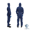 OneProtek - Combinaison en polypropylène jetable - Fermeture éclair - Avec capuche - Bleue - Taille 2XL - Sachet unitaire