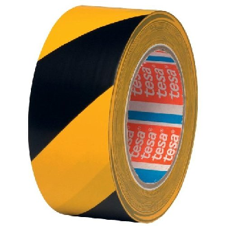 Adhésif plastifié de marquage au sol permanent TesaFLEX PVC 4169 noir et jaune  rouleau 33mx50mm  masse acrylique 180µ-Beschreibung lesen