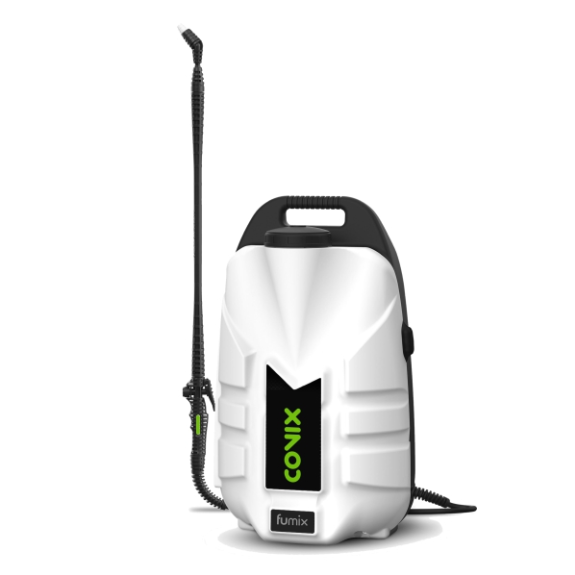 Pulverizador Fumix inalámbrico 14L - Para la desinfección, batería 12V, lanza telescópica-Leer más