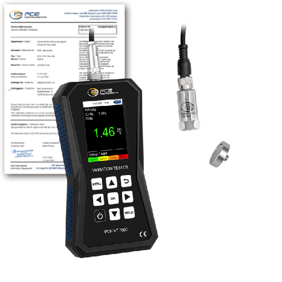 Vibrationsmessgerät mit ISO-Zertifikat-Beschreibung lesen