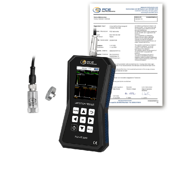 Vibrationsmessgerät mit ISO-Kalibrierzertifikat-Beschreibung lesen
