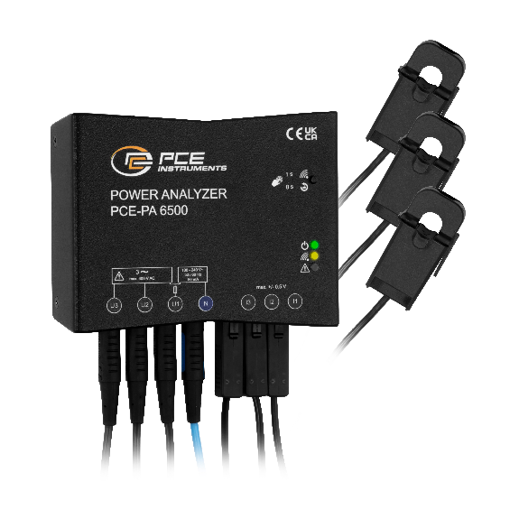 PCE Instruments Leistungsmessgerät PCE-PA 6500 R11 |3 Klappstromwandler 11mm |Wandler 0..80 A RMS |App |32GB Speicher-Beschreibung lesen