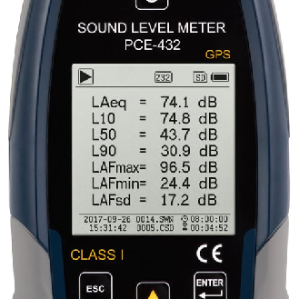 PCE Instruments Schallpegelmessgerät PCE-432-ICA inkl. ISO-Zertifikat |GPS |Genauigkeitsklasse 1 |Frequenzbewertung-Beschreibung lesen