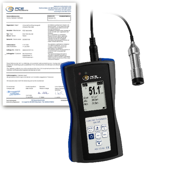 PCE Instruments Schichtdickenmessgerät PCE-CT 80-F5N3-ICA inkl. Standard Sensor + ISO-Kalibrierzertifikat |Fe + Nfe-Beschreibung lesen